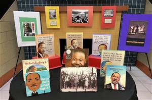 Images of Dr. King in a foyer